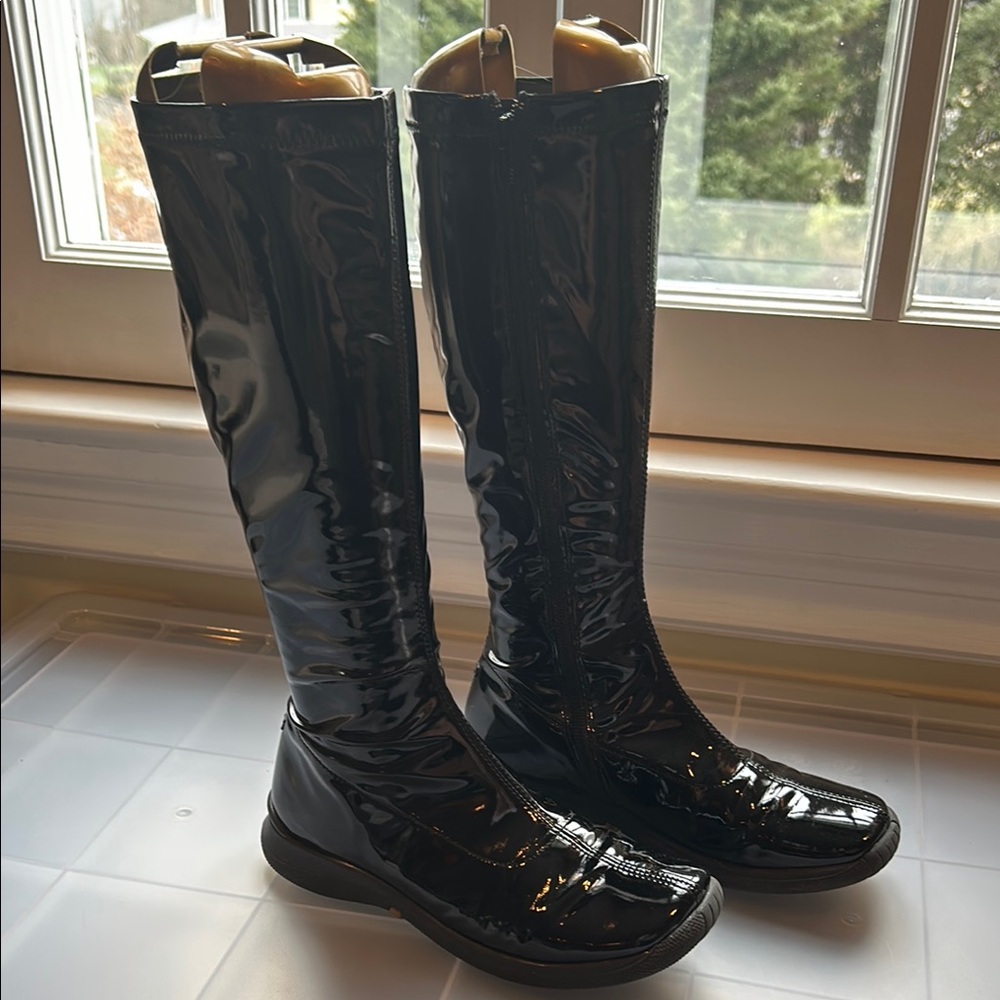 Primitive Shiny Black Knee-High Boots